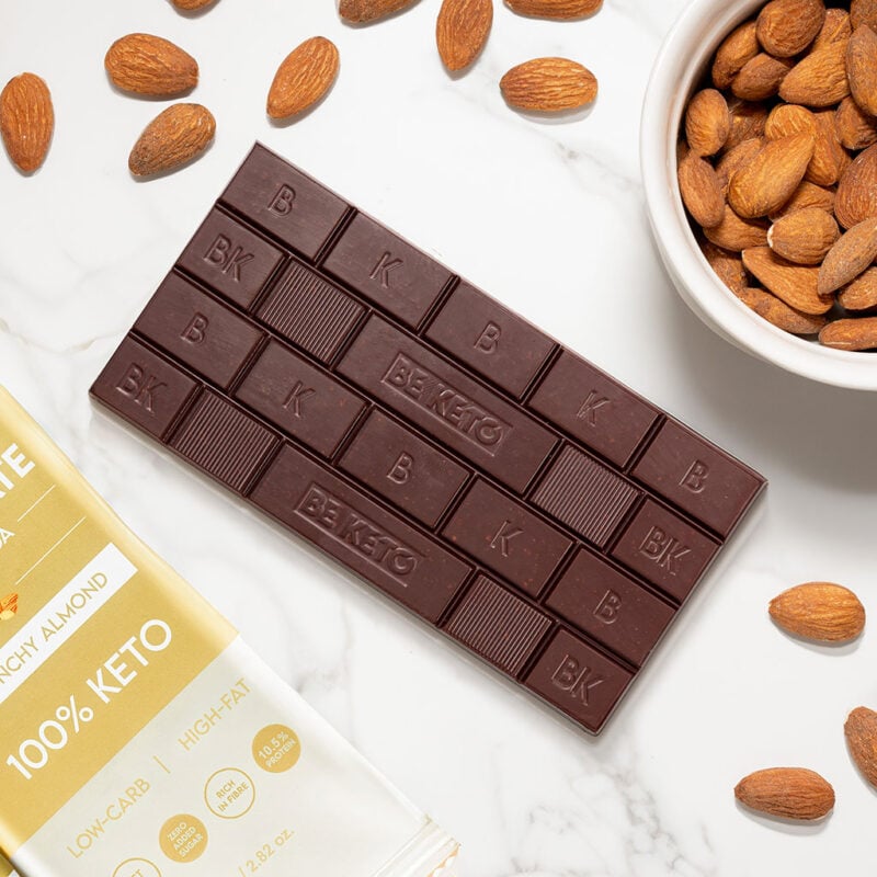 Vegane Keto Schokolade + MCT-Öl - Knusprige Mandel 80g