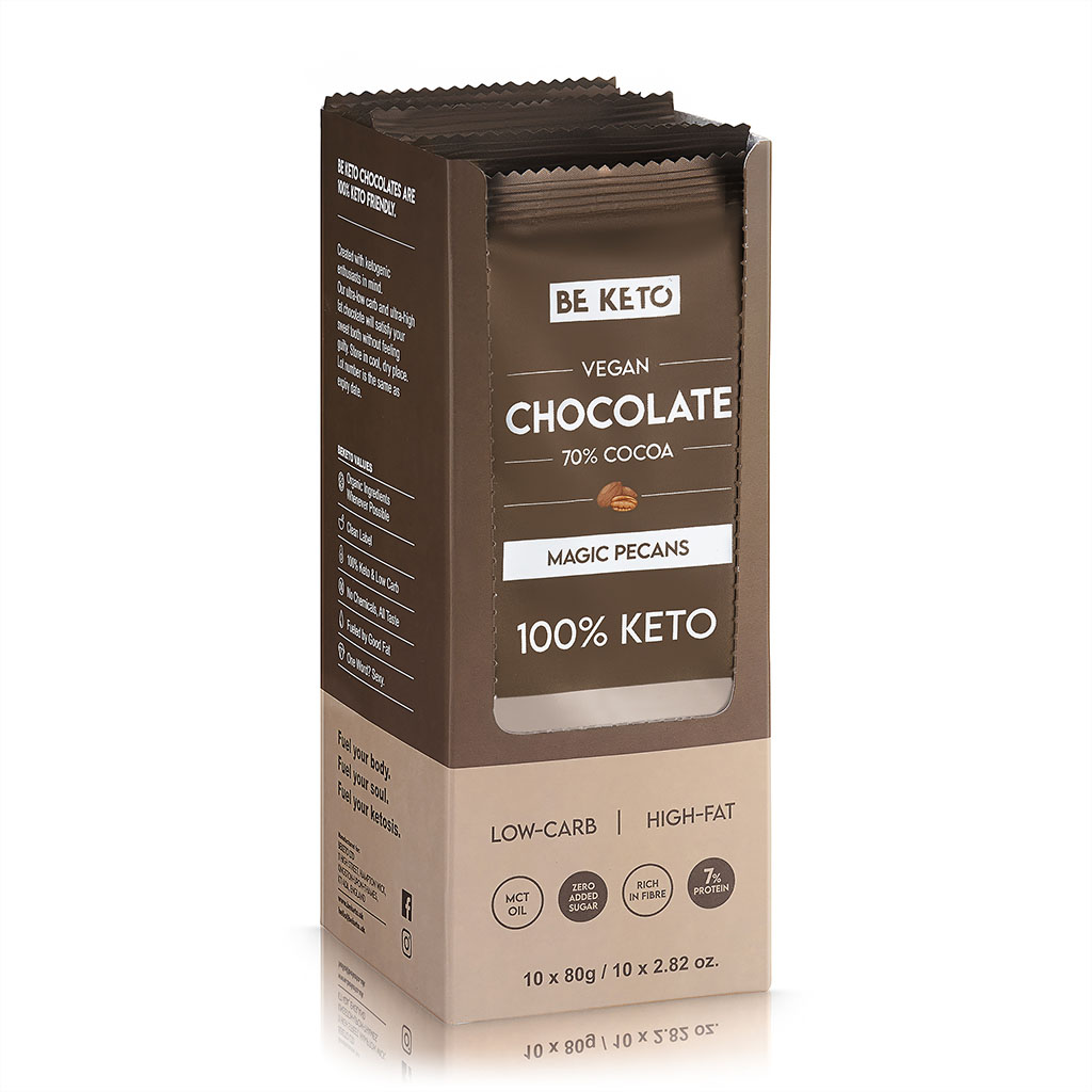 Vegane Keto Schokolade Set 10 Stk. Vegane Keto-Schokolade 10 x 80g - Magische Pekannüsse