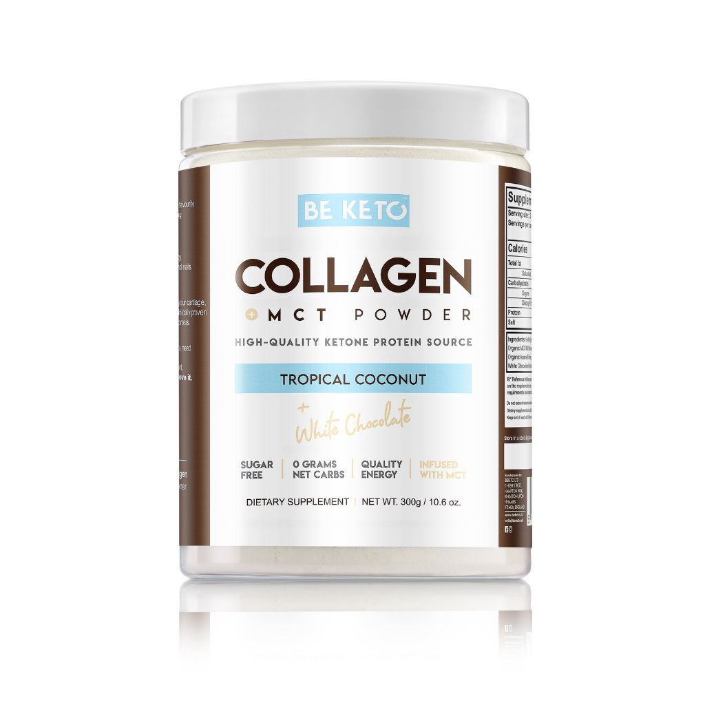 Keto-Kollagen + MCT-Öl - Kokosnuss & Weiße Schokolade 300g Keto-Kollagen + MCT-Öl - Kokosnuss & Weiße Schokolade 300g