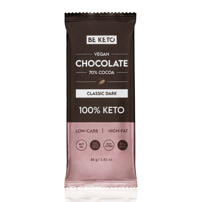 Vegane Keto Schokolade + MCT-Öl - Klassisch Dunkel 80g Vegane Keto Schokolade + MCT-Öl - Klassisch Dunkel 80g