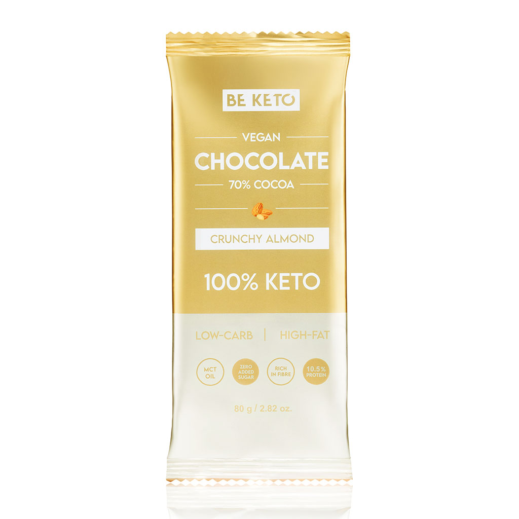 Vegane Keto Schokolade + MCT-Öl - Knusprige Mandel 80g