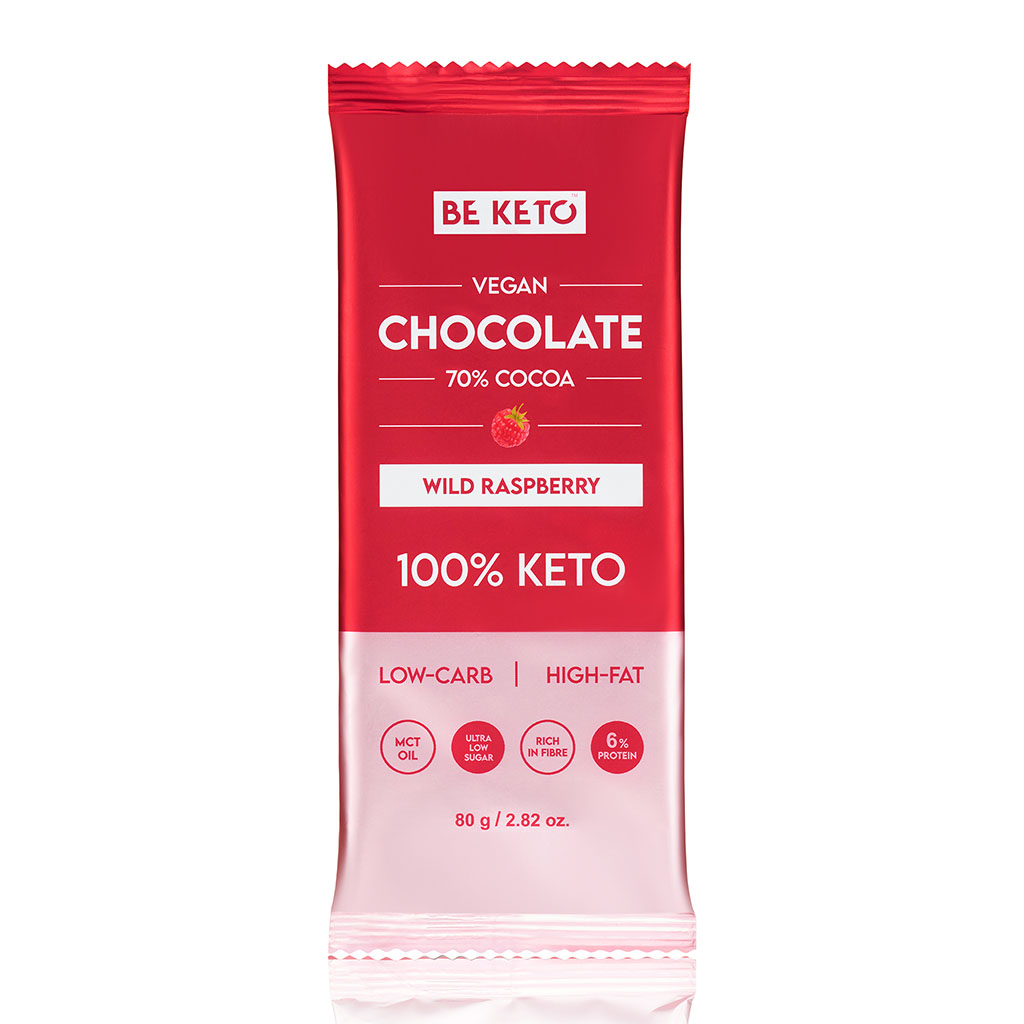 Vegane Keto Schokolade + MCT-Öl - Wilde Himbeere 80g