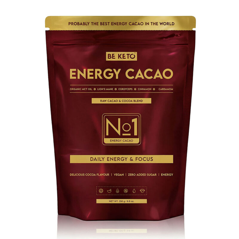 Energy-Cacao.jpg Zeremonieller Kakao – Energy (MCT-Öl & Lion's Mane & Cordyceps) – Zimt & Kardamom 250g