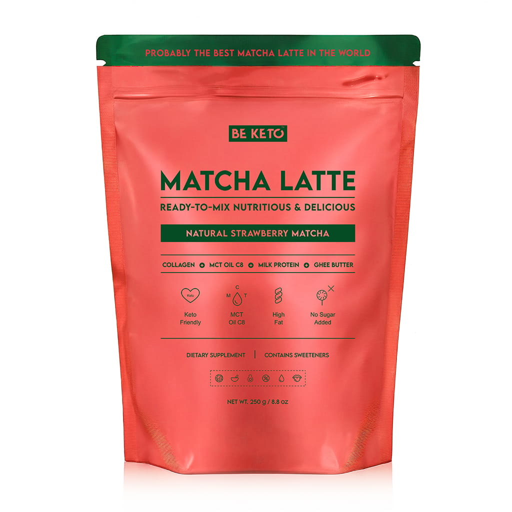 Matcha Latte (MCT C8 Öl & Kollagen & Ghee) – Natürliche Erdbeere 250g