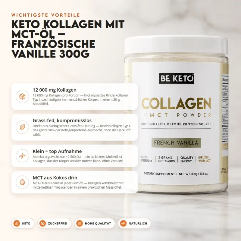 Keto-Kollagen + MCT-Öl – Französische Vanille 300g