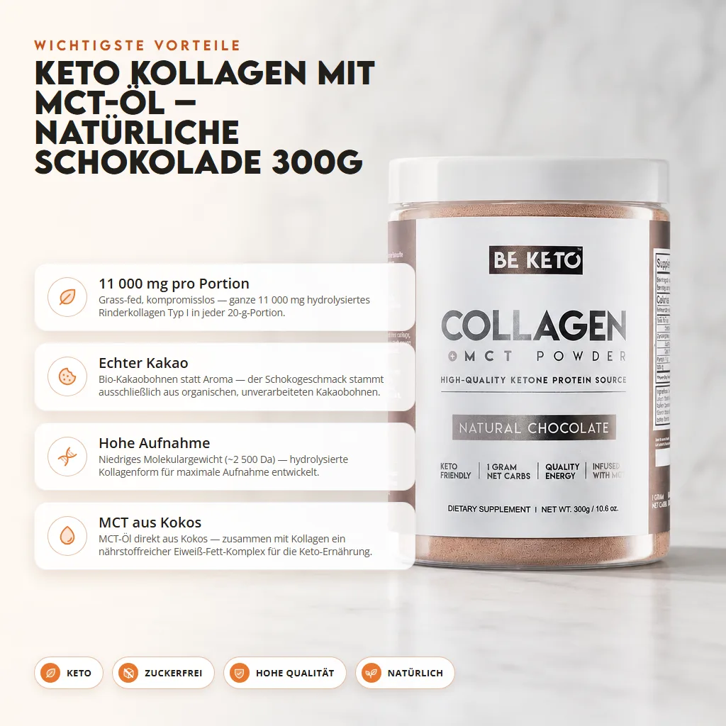 Keto-Kollagen + MCT-Öl – Natürliche Schokolade 300g