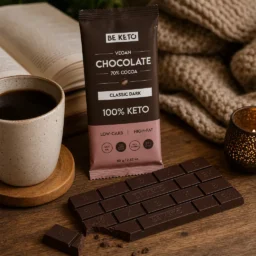 Vegane Keto Schokolade + MCT-Öl – Klassisch Dunkel 80g – Lifestyle 3 Vegane Keto Schokolade + MCT-Öl – Klassisch Dunkel 80g