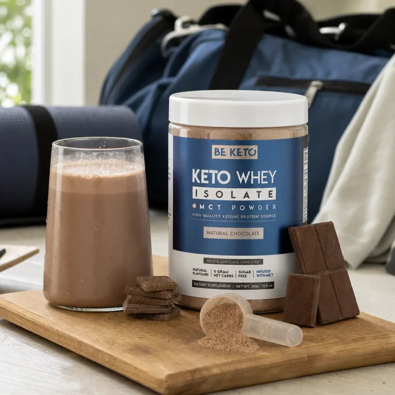 Keto Whey Isolat + MCT – Natürliche Schokolade 300g – Lifestyle 4 Keto Whey Isolat + MCT – Natürliche Schokolade 300g