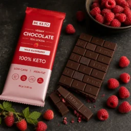 Vegane Keto Schokolade + MCT-Öl – Wilde Himbeere 80g – Lifestyle 1 Vegane Keto Schokolade + MCT-Öl – Wilde Himbeere 80g