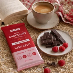 Vegane Keto Schokolade + MCT-Öl – Wilde Himbeere 80g – Lifestyle 3 Vegane Keto Schokolade + MCT-Öl – Wilde Himbeere 80g