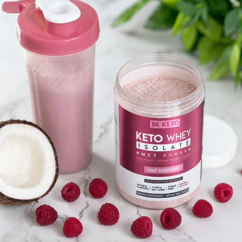 Keto Whey Isolat + MCT – Wilde Himbeere 300g