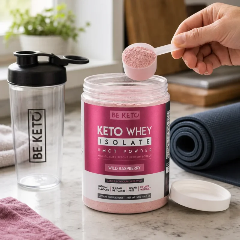 Keto Whey Isolat + MCT – Wilde Himbeere 300g