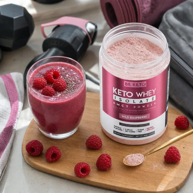 Keto Whey Isolat + MCT – Wilde Himbeere 300g