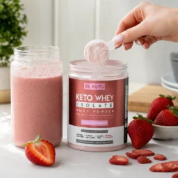 Keto Whey Isolat + MCT – Frische Erdbeere 300g