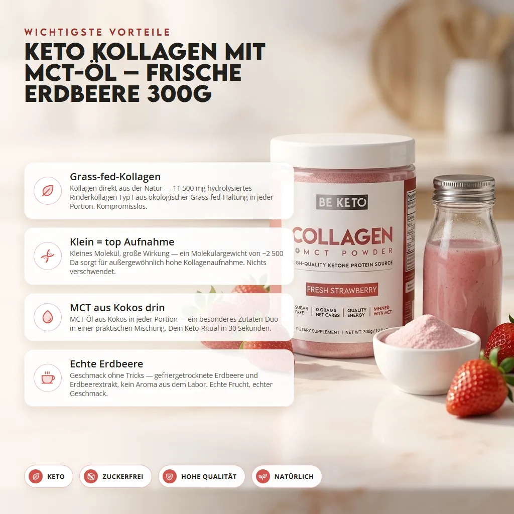Keto-Kollagen + MCT-Öl – Frische Erdbeere 300g