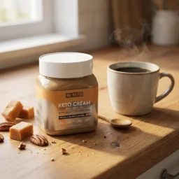 Keto Creme – Pekannuss & Gesalzenes Karamell 250g – Lifestyle 1 Keto Creme – Pekannuss & Gesalzenes Karamell 250g