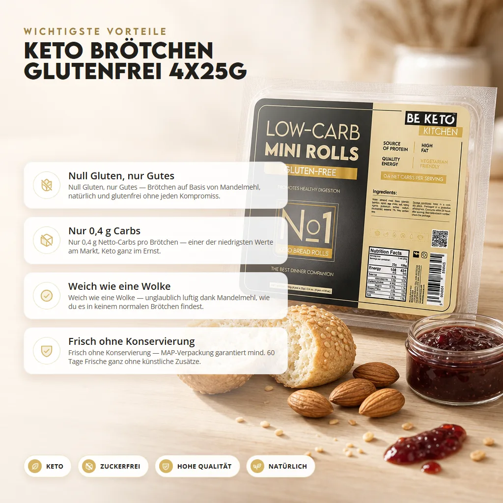 Keto Glutenfreies Mini-Brötchen 4x25g