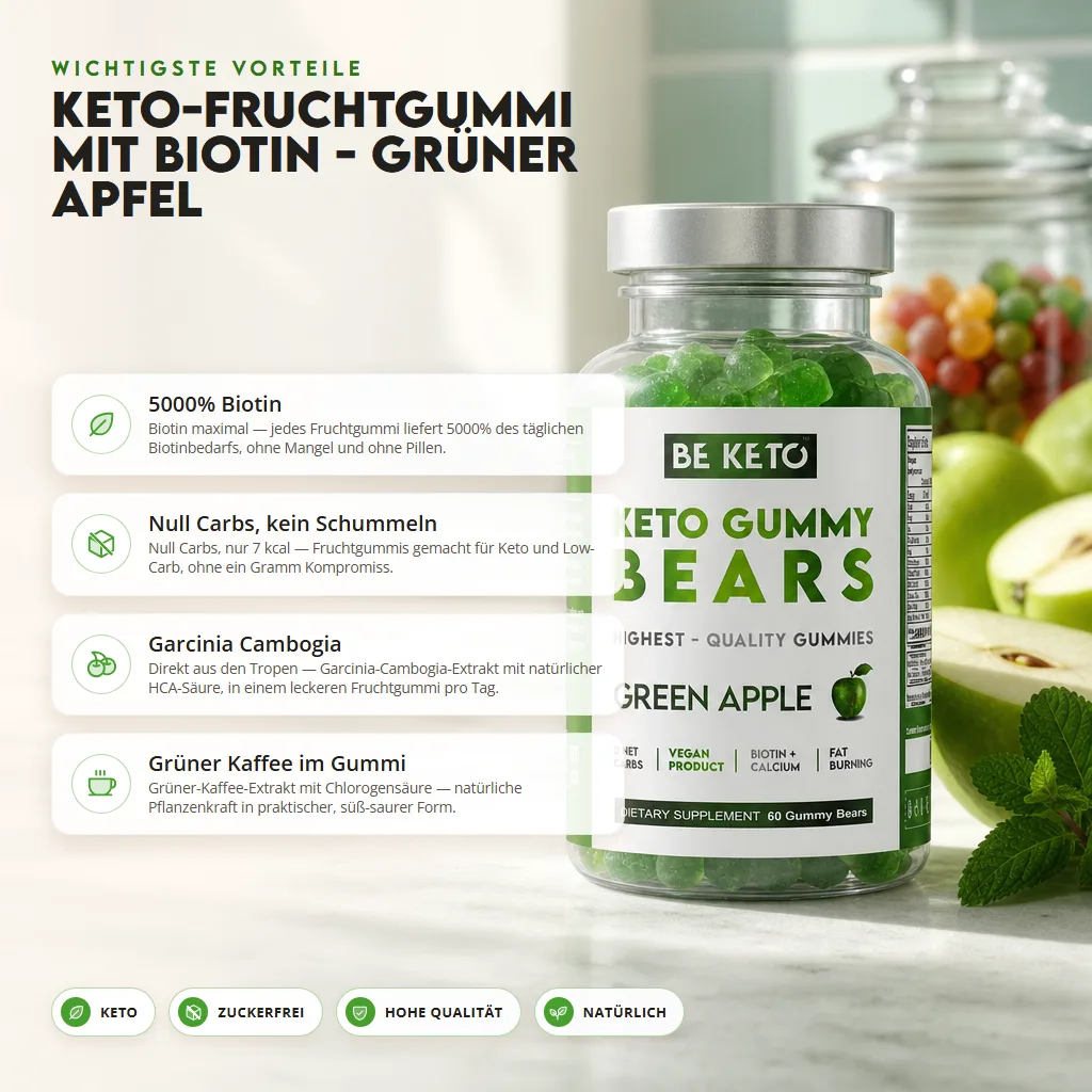 Keto Gummibärchen mit Biotin – Grüner Apfel
