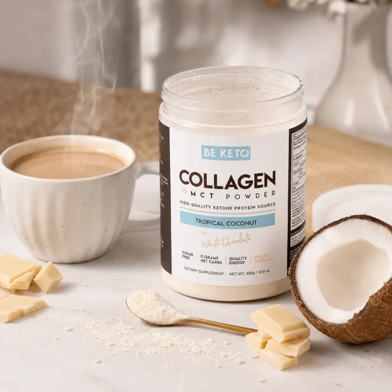 Keto-Kollagen + MCT-Öl – Kokosnuss & Weiße Schokolade 300g