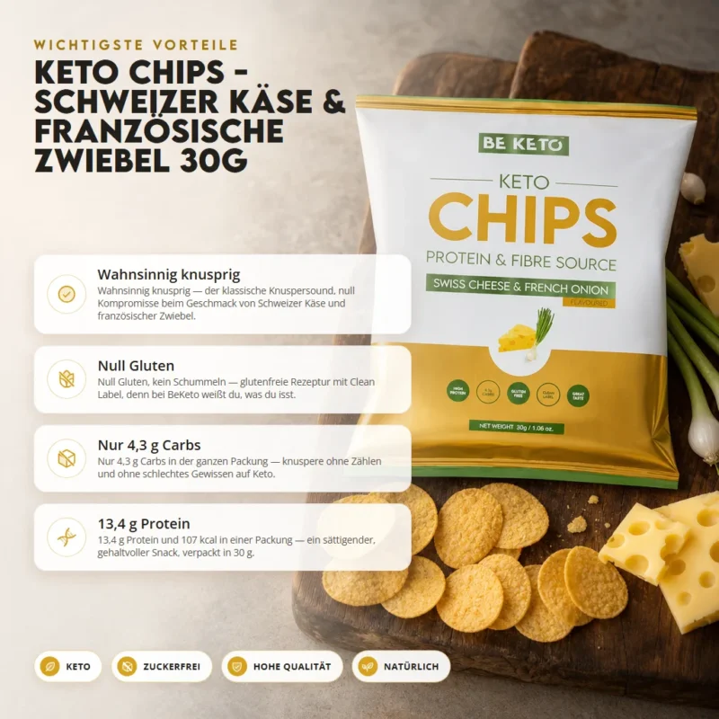 Keto-Chips – Schweizer Käse und Französische Zwiebeln 30g