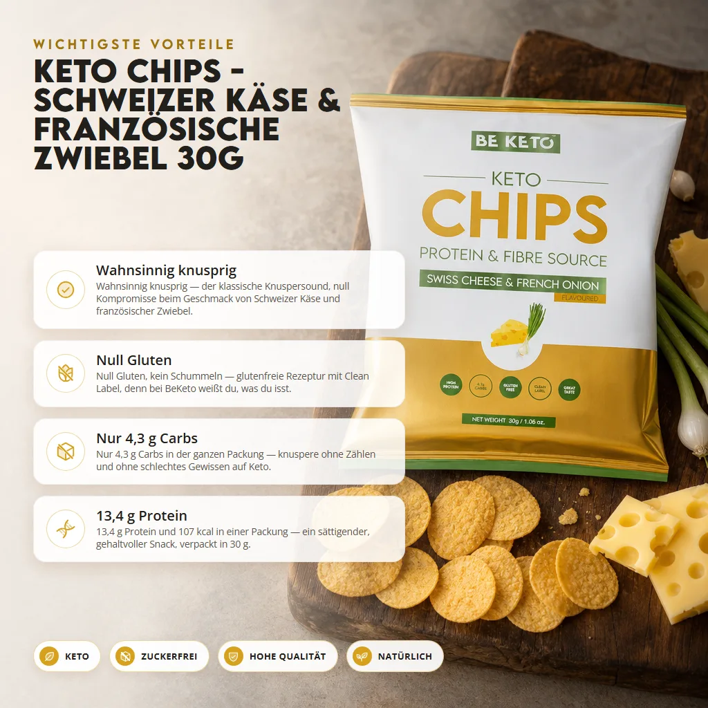 Keto-Chips – Schweizer Käse und Französische Zwiebeln 30g