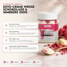 Keto Creme – Weiße Schokolade & Himbeere 250g
