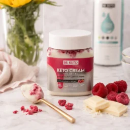 Keto Creme – Weiße Schokolade & Himbeere 250g