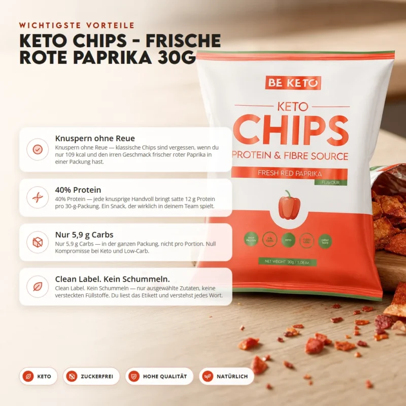 Keto-Chips – Frische Rote Paprika 30g