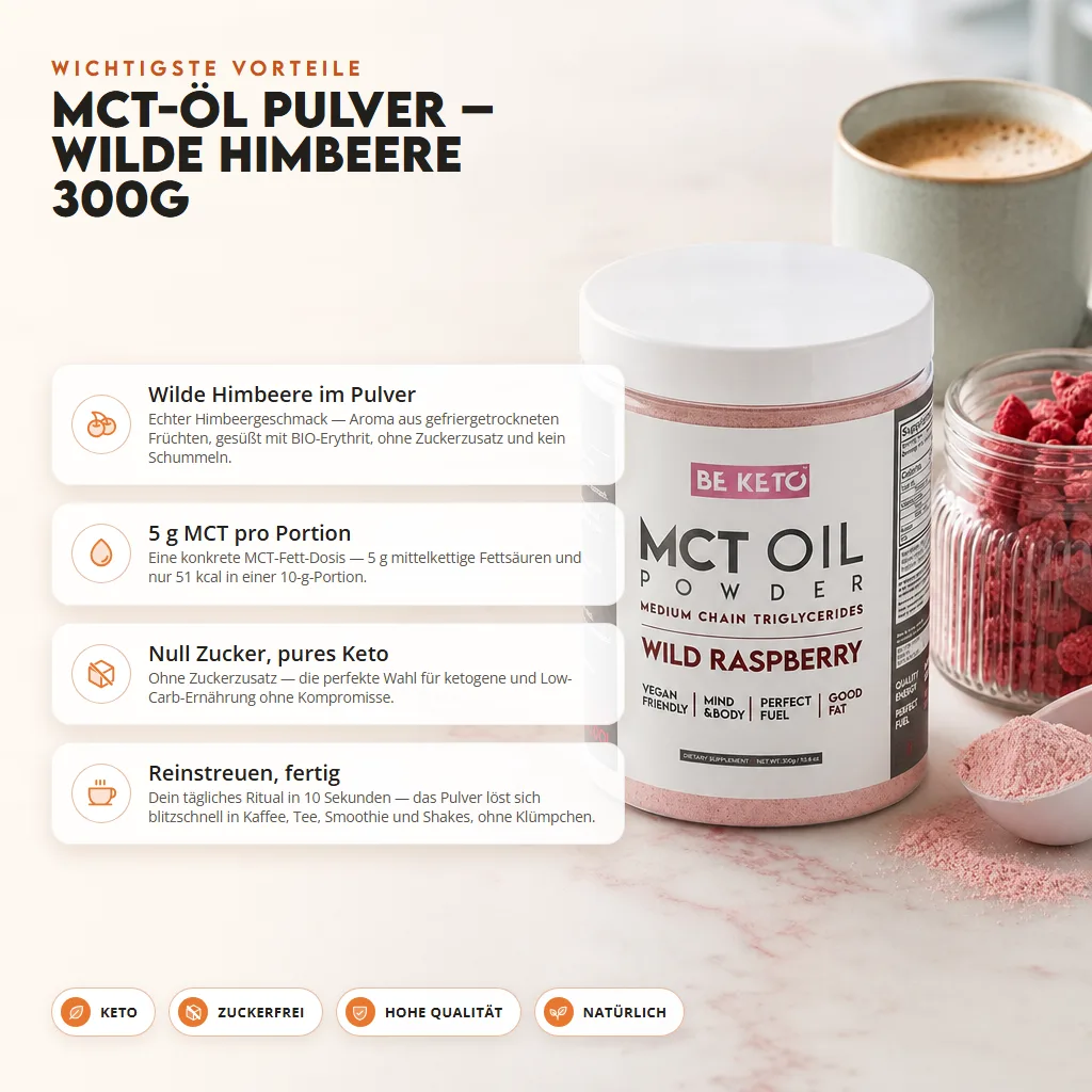 MCT-Öl-Pulver – Wilde Himbeere 300g
