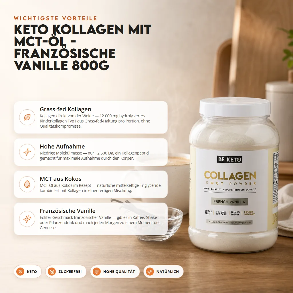 Keto-Kollagen + MCT-Öl – Französische Vanille 800g