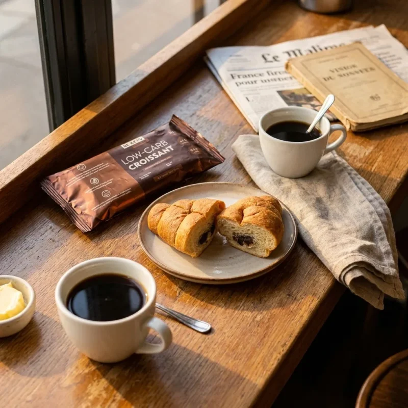 Low-Carb Croissant mit Schokoladenfüllung 50g – Lifestyle 2 Low-Carb Croissant mit Schokoladenfüllung 50g