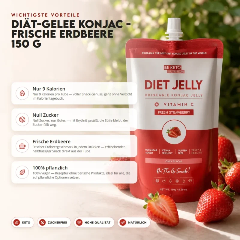 Konjac Diät-Gelee – Frische Erdbeere 150g – Benefit Konjac Diät-Gelee – Frische Erdbeere 150g