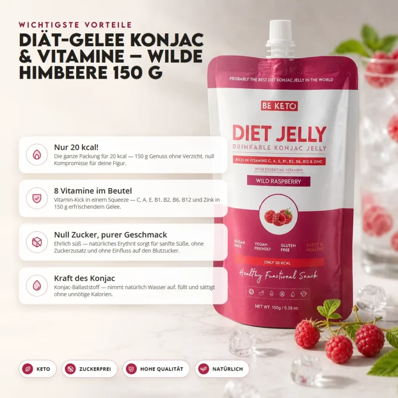 Konjac Diät-Gelee & Vitamine – Wilde Himbeere 150g