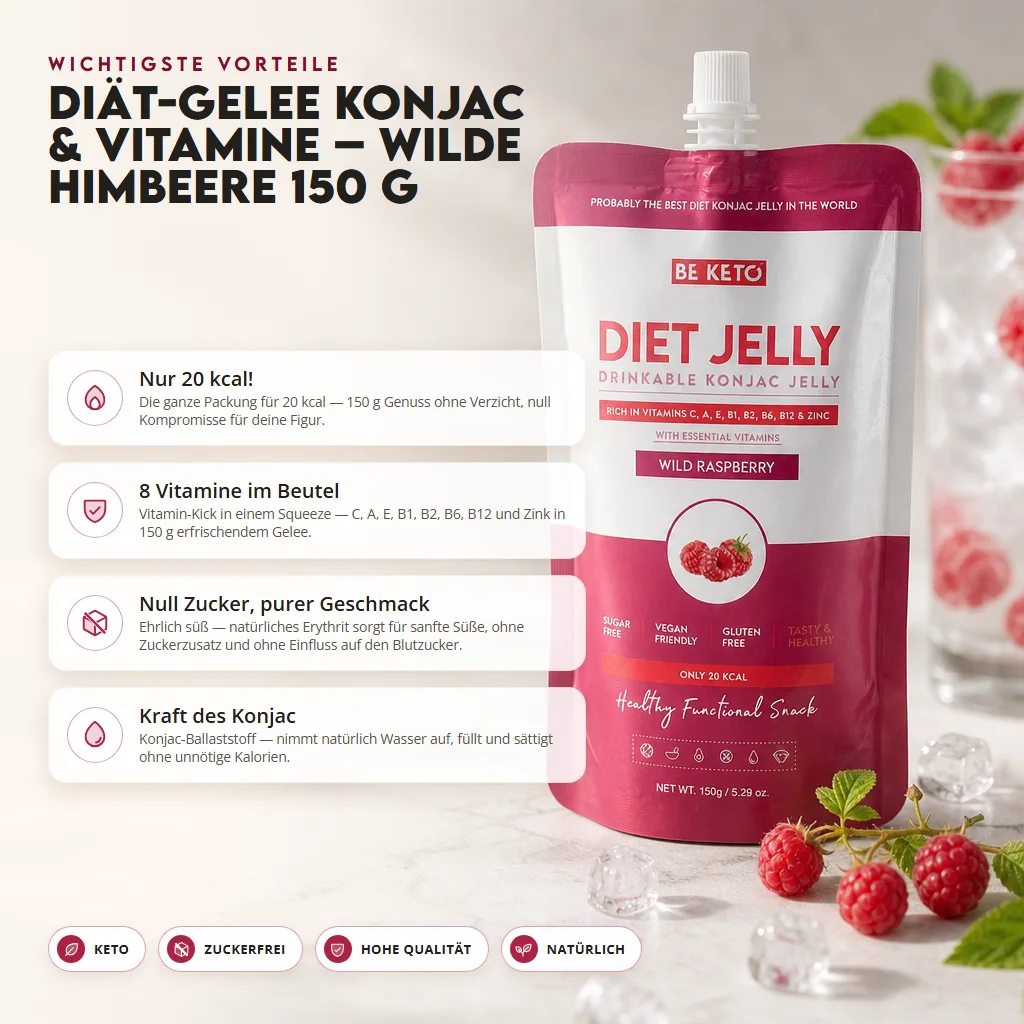 Konjac Diät-Gelee & Vitamine – Wilde Himbeere 150g