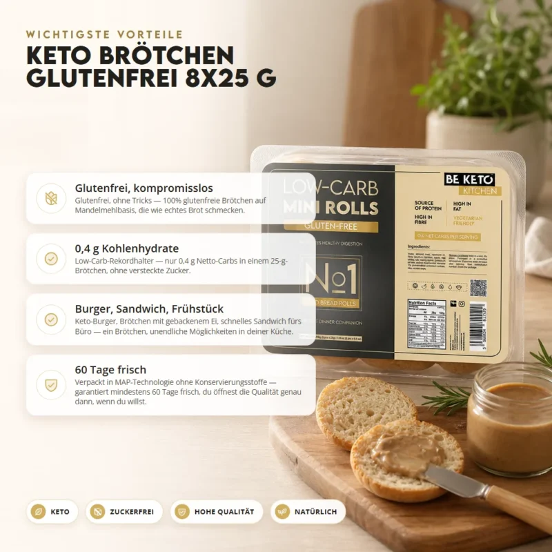 Keto Glutenfreies Mini-Brötchen 8x25g