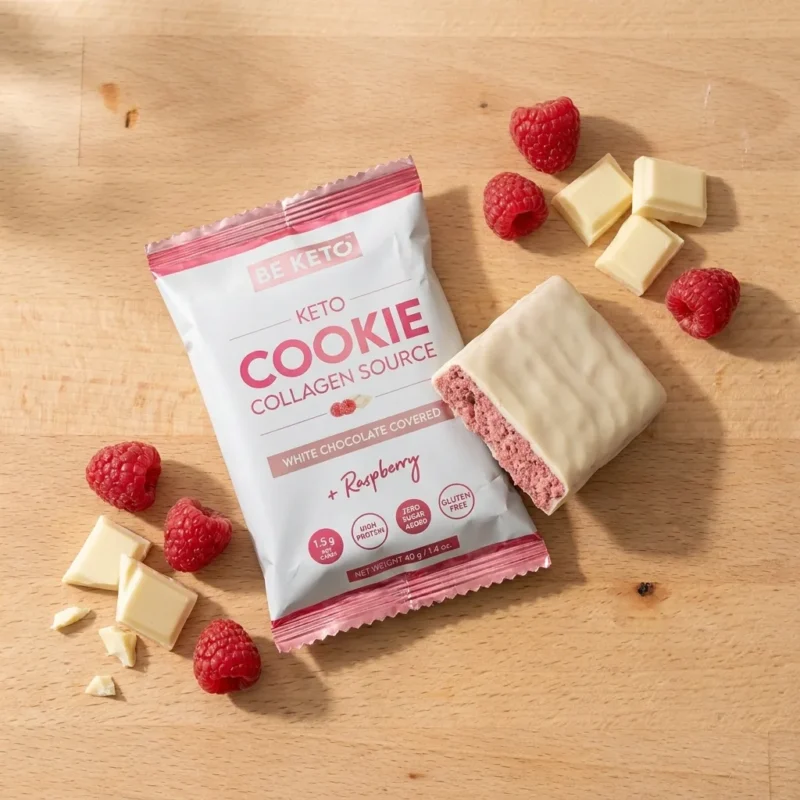 Keto Kekse – Weiße Schokolade & Himbeere 40g