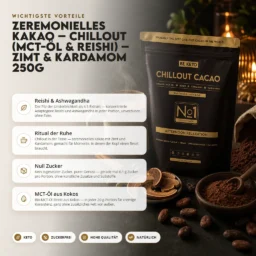 Zeremonieller Kakao – Chillout (MCT-Öl & Reishi) – Zimt & Kardamom 250g – Benefit Zeremonieller Kakao – Chillout (MCT-Öl & Reishi) – Zimt & Kardamom 250g