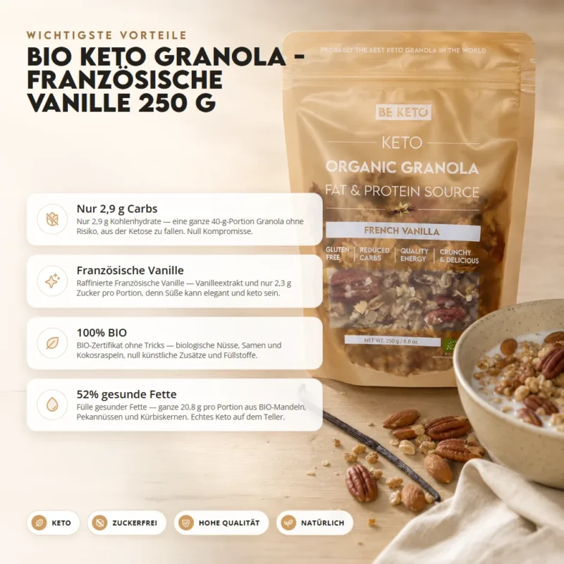 Keto BIO Granola – Französische Vanille 250g