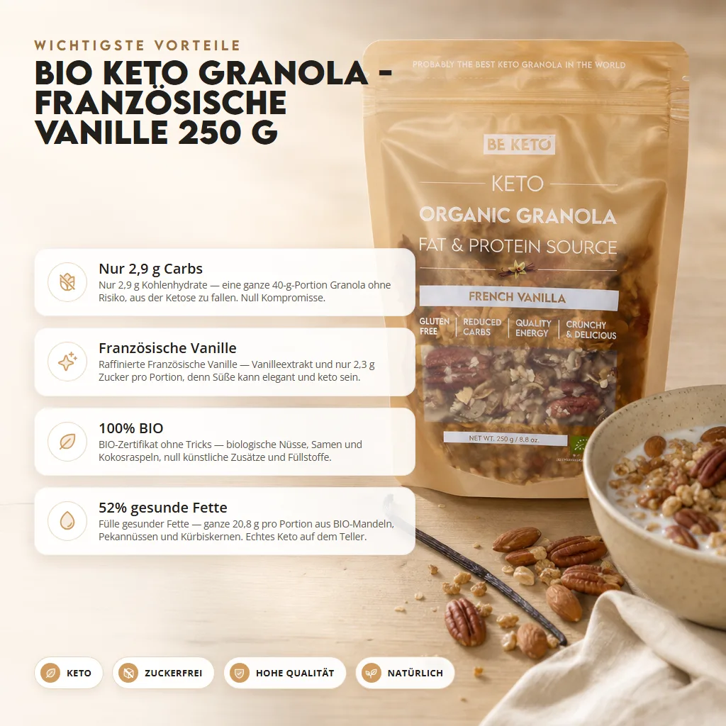 Keto BIO Granola – Französische Vanille 250g